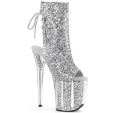 Silver glitter 20 cm Pleaser FLAMINGO-1018G Pole dancing ankle boots