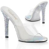 Silver mules 11,5 cm GALA-01DSP strass high heeled mules