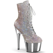 Silver rhinestones 18 cm ADORE-1020CHRS-2 pleaser high heels ankle boots