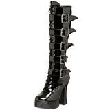 Skinnende 13 cm ELECTRA-2042 plateau damestøvler med spænder