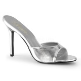 Sølv 10 cm CLASSIQUE-01 dame mules med høje hæl