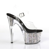 Slv 18 cm ADORE-708CG glitter plateau high heels sko