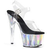 Sølv 18 cm ADORE-708HGI Hologram plateau high heels sko
