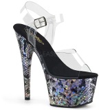 Sølv 18 cm ADORE-708SP Hologram plateau high heels sko