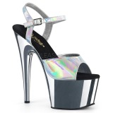 Sølv 18 cm ADORE-709HGCH Hologram plateau high heels sko