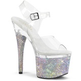 S�lv 18 cm ESTEEM-708DM plateau h�je h�le med strass sten