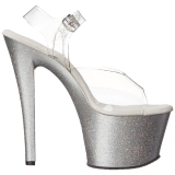 Slv 18 cm Pleaser SKY-308MG glitter plateau high heels sko