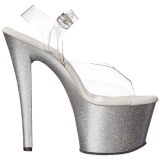 S�lv 18 cm Pleaser SKY-308MG glitter plateau high heels sko