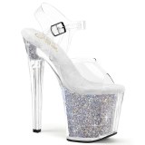 Sølv 19 cm ENCHANT-708RSI glitter plateau high heels sko