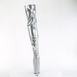 Sølv 20 cm FLAMINGO-3000HWR Hologram overknee støvler - pole dance overknees