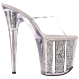 S�lv 20 cm FLAMINGO-801G glitter plateau mules damer med h�l