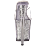 S�lv 20 cm FLAMINGO-801G glitter plateau mules damer med h�l