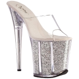 S�lv 20 cm FLAMINGO-801G glitter plateau mules damer med h�l