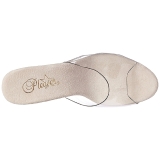 S�lv 20 cm FLAMINGO-801G glitter plateau mules damer med h�l