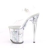 Slv 20 cm FLAMINGO-808GF glitter plateau high heels sko