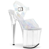 Sølv 20 cm FLAMINGO-808N-CK Hologram plateau high heels sko
