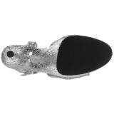 Sølv 20 cm FLAMINGO-810LG glitter plateau high heels sko