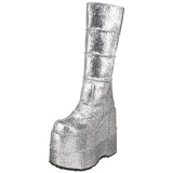 Sølv Glitter 18 cm STACK-301G demonia støvler - unisex cyberpunk støvler