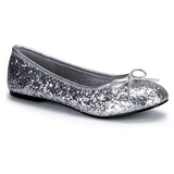 Sølv STAR-16G glitter ballerina sko med flade hæle