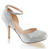 Sølv Strass 9 cm COVET-03 klassisk pumps sko til damer