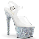 S�lv glitter plateau 18 cm ADORE-708LG h�jh�lede sandaletter til poledance