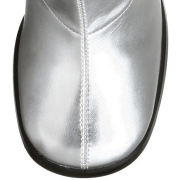 Sølv vinyl støvler blokhæl 7,5 cm - 70 erne hippie disco gogo knæhøje boots