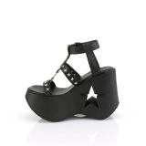 Sort 13 cm DemoniaCult DYNAMITE-12 emo sandaler med kilehle