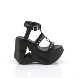 Sort 13 cm DemoniaCult DYNAMITE-12 emo sandaler med kilehle