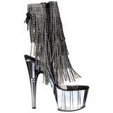Sort 18 cm ADORE-1017RSFT ankelst�vler til damer med frynser