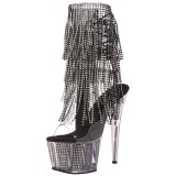 Sort 18 cm ADORE-1017SRS ankelst�vler til damer med frynser