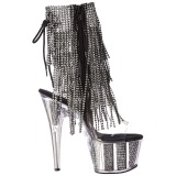Sort 18 cm ADORE-1017SRS ankelst�vler til damer med frynser