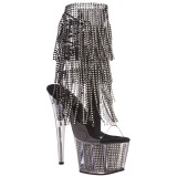 Sort 18 cm ADORE-1017SRS ankelst�vler til damer med frynser