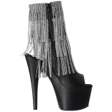 Sort 18 cm ADORE-1024RSF ankelst�vler til damer med frynser