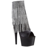 Sort 18 cm ADORE-1024RSF ankelst�vler til damer med frynser