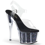 Sort 18 cm ADORE-708CG glitter plateau high heels sko