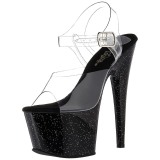 Sort 18 cm ADORE-708MG glitter plateau high heels sko