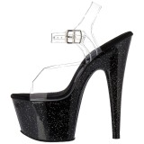 Sort 18 cm ADORE-708MG glitter plateau high heels sko