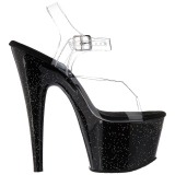 Sort 18 cm ADORE-708MG glitter plateau high heels sko