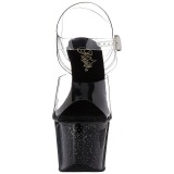 Sort 18 cm ADORE-708MG glitter plateau high heels sko