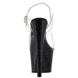 Sort 18 cm ADORE-708MG glitter plateau high heels sko