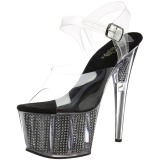 Sort 18 cm ADORE-708SRS H�jh�lede Sandaler Strass Plateau