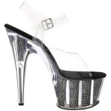 Sort 18 cm ADORE-708SRS H�jh�lede Sandaler Strass Plateau