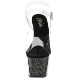 Sort 18 cm ADORE-708SRS H�jh�lede Sandaler Strass Plateau