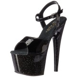 Sort 18 cm ADORE-709MG glitter plateau high heels sko