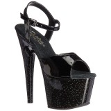 Sort 18 cm ADORE-709MG glitter plateau high heels sko