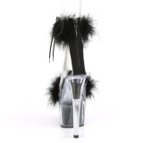 Sort 18 cm ADORE-724F pole dance hjhlede sandaler med fjer