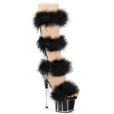 Sort 18 cm ADORE-728F pole dance h�jh�lede sandaler med fjer