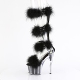 Sort 18 cm ADORE-728F pole dance h�jh�lede sandaler med fjer