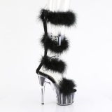 Sort 18 cm ADORE-728F pole dance h�jh�lede sandaler med fjer