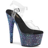 Sort 18 cm BEJEWELED-708MS poledance h�je h�le sko med strass plateau